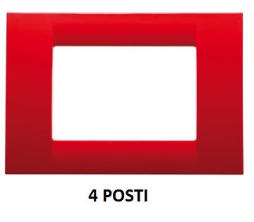 GEWISS - GEWGW22124 PLACCA VIRNA - IN TECNOPOLIMERO FINITURA LUCIDA - 4 POSTI - ROSSO GERANIO - SYSTEM