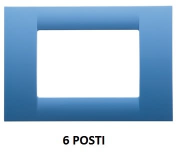 GEWISS - GEWGW22166 PLACCA VIRNA - IN TECNOPOLIMERO FINITURA LUCIDA - 6 POSTI - AZZURRO CIELO - SYSTEM