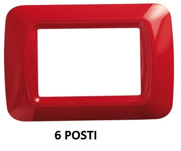 GEWISS - GEWGW22526 PLACCA TOP SYSTEM - IN TECNOPOLIMERO FINITURA LUCIDA - 6 POSTI - ROSSO GERANIO - SYSTEM