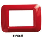 GEWISS - GEWGW22526 PLACCA TOP SYSTEM - IN TECNOPOLIMERO FINITURA LUCIDA - 6 POSTI - ROSSO GERANIO - SYSTEM