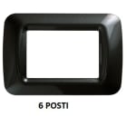 GEWISS - GEWGW22616 PLACCA TOP SYSTEM - IN TECNOPOLIMERO FINITURA LUCIDA - 6 POSTI - ARDESIA METALLIZZATO - SYSTEM