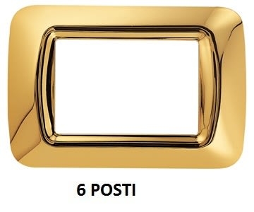 GEWISS - GEWGW22666 PLACCA TOP SYSTEM - IN TECNOPOLIMERO FINITURA LUCIDA - 6 POSTI - ORO ANTICO - SYSTEM