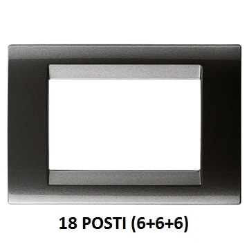 GEWISS - GEWGW32009 PLACCA PLAYBUS - IN TECNOPOLIMERO VERNICIATO - SMALTATURA VETRIFICATA ANTIGRAFFIO - 18 POSTI (6+6+6 SOVRAPPOSTI) - ARDESIA - PLAYBUS