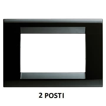 GEWISS - GEWGW32052 PLACCA PLAYBUS - IN TECNOPOLIMERO - FINITURA LUCIDA - 2 POSTI - NERO TONER - PLAYBUS