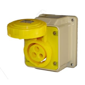 GEWISS - GEWGW62436 PRESA FISSA DA PARETE A 10° - IP67 - 3P+N+T 32A 100-130V 50/60HZ - GIALLO - 4H - CABLAGGIO A VITE