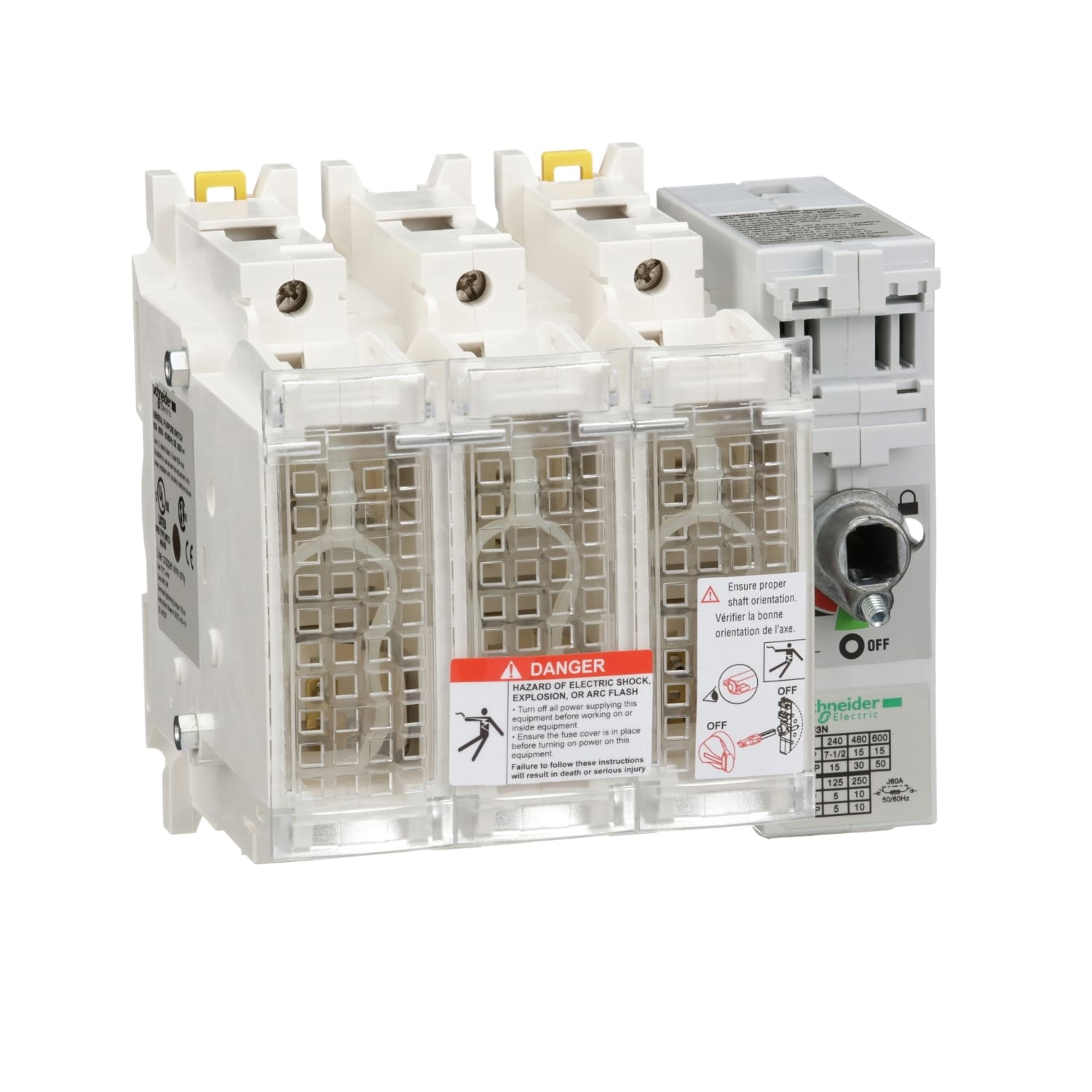SCHNEIDER ELECTRIC - SNRGS2GU3N Interruttore-sezionatore fusibile TeSys GS - 3P - UL 60 A - dim. fusibile J