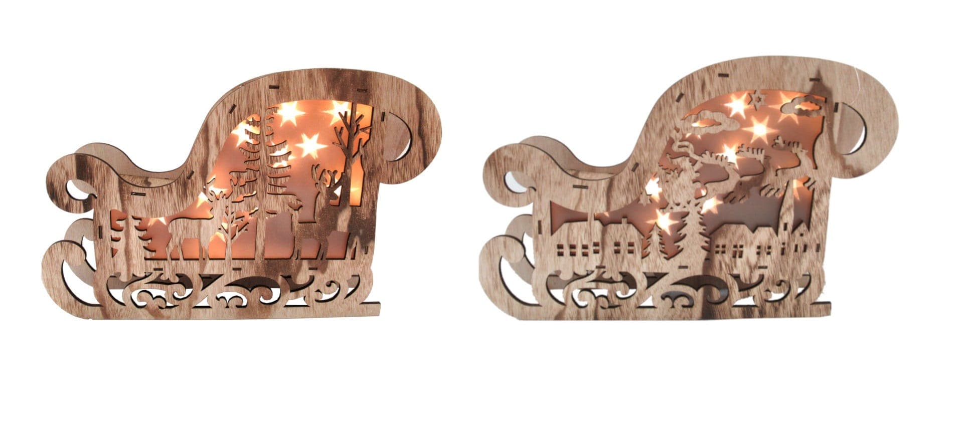 GIOCOPLAST NATALE SP - GCP31618072 SLITTA WOOD-CHARM C/LED A BATT 30X43X7CM