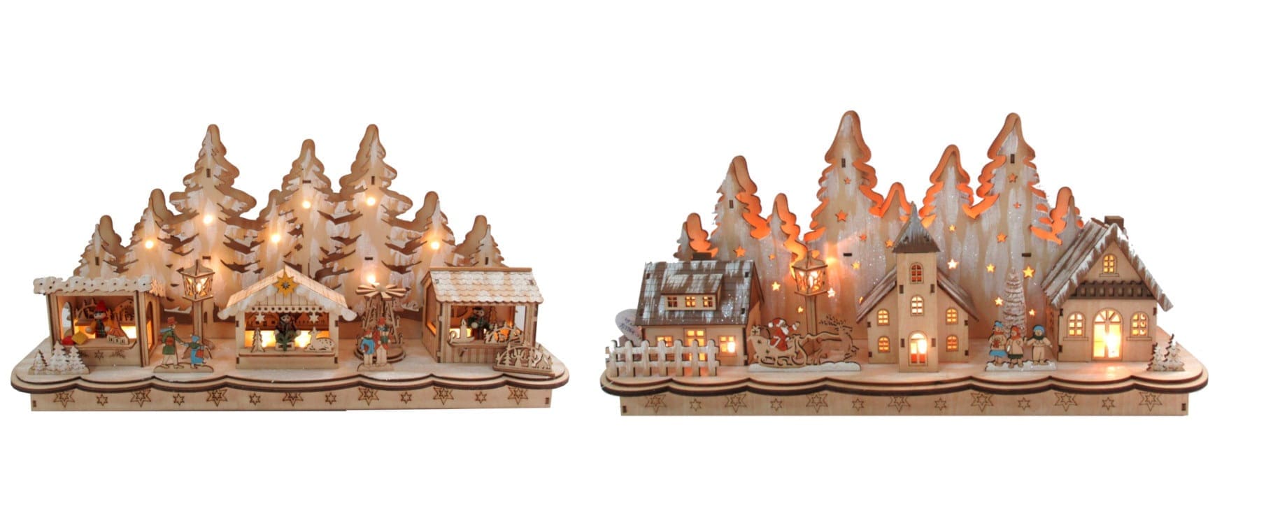 GIOCOPLAST NATALE SP - GCP31618073 VILL WOOD-CHARM C/3CASET,LED BAT,24X28X1