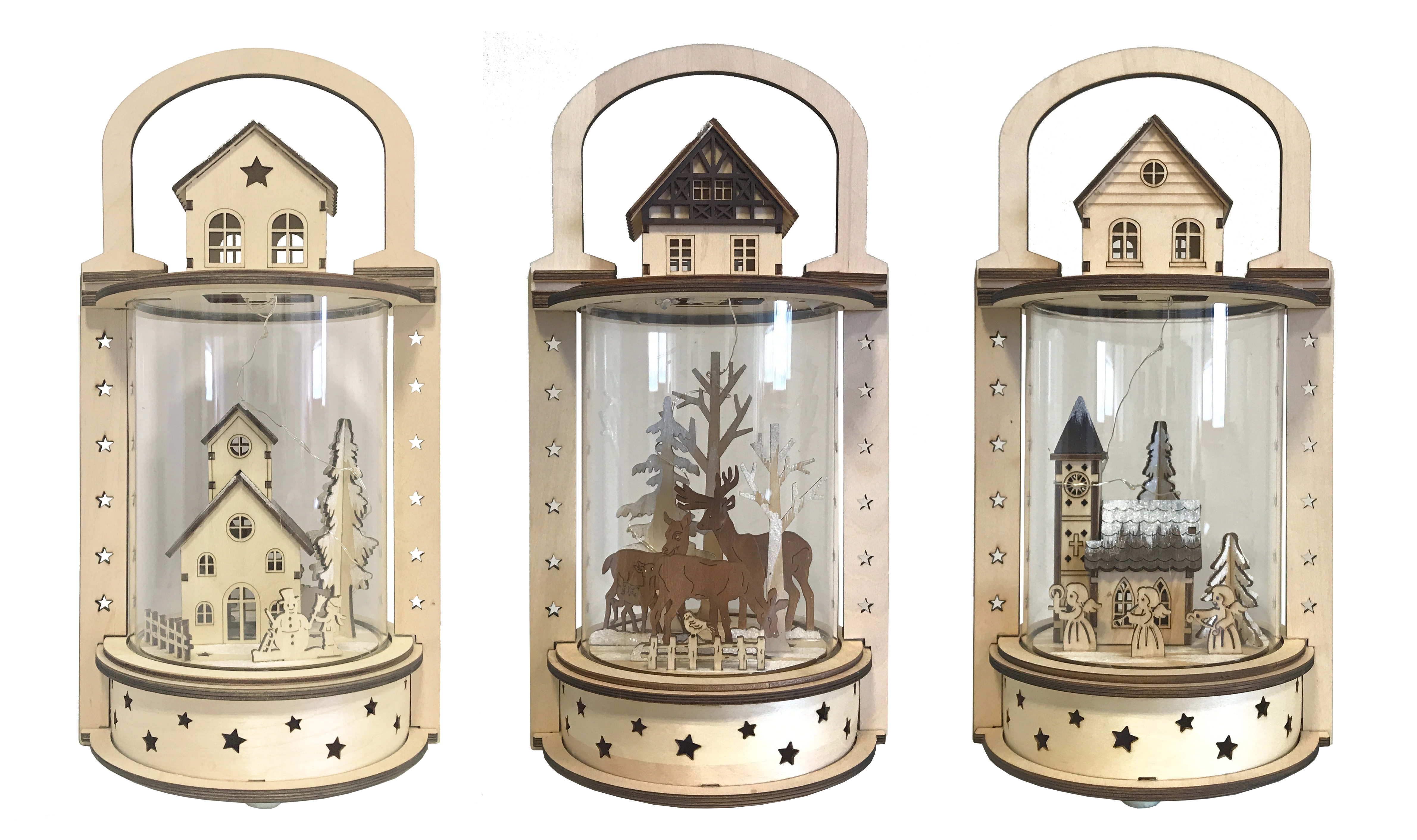 GIOCOPLAST NATALE SP - GCP31619170 LANTERNA WOOD & CHARM CON LUCE LED A B
