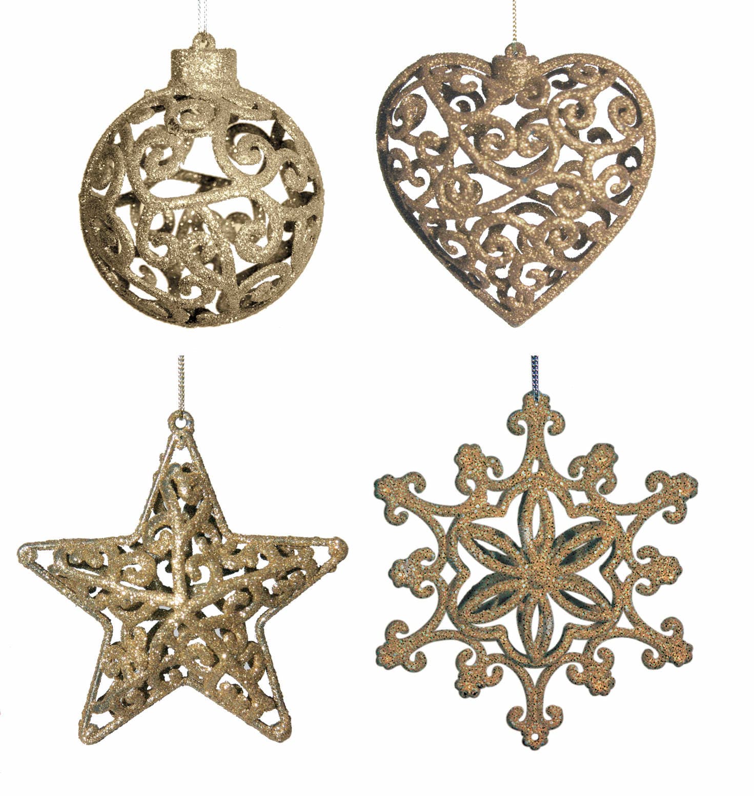 GIOCOPLAST NATALE SP - GCP33020451 ADDOBBI GLITTER ORO 3D CM.10-12, ASS.