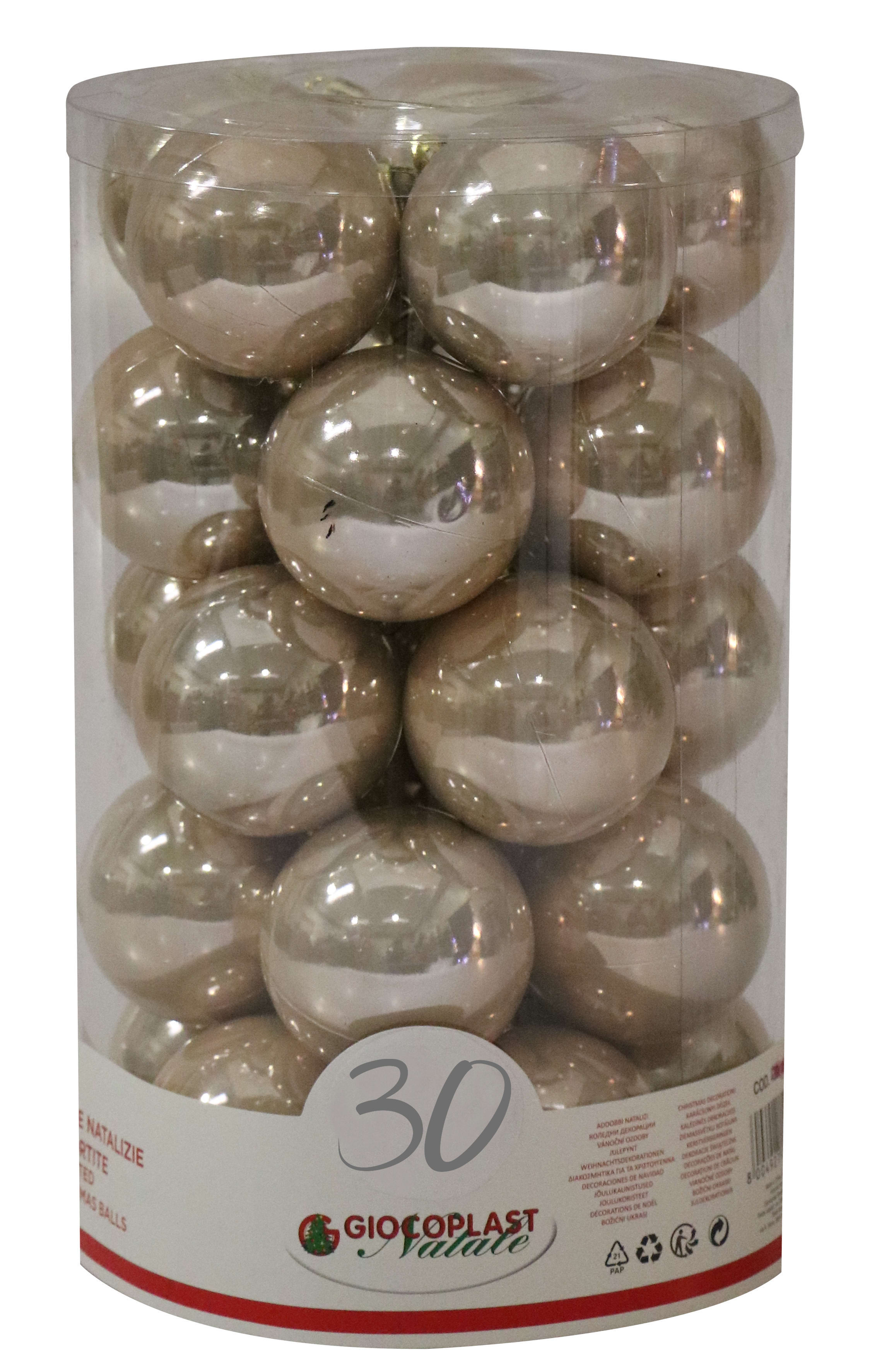 GIOCOPLAST NATALE SP - GCP43021103 CIL. 30 SFERE PERLATE D.60 CHAMPAGNE