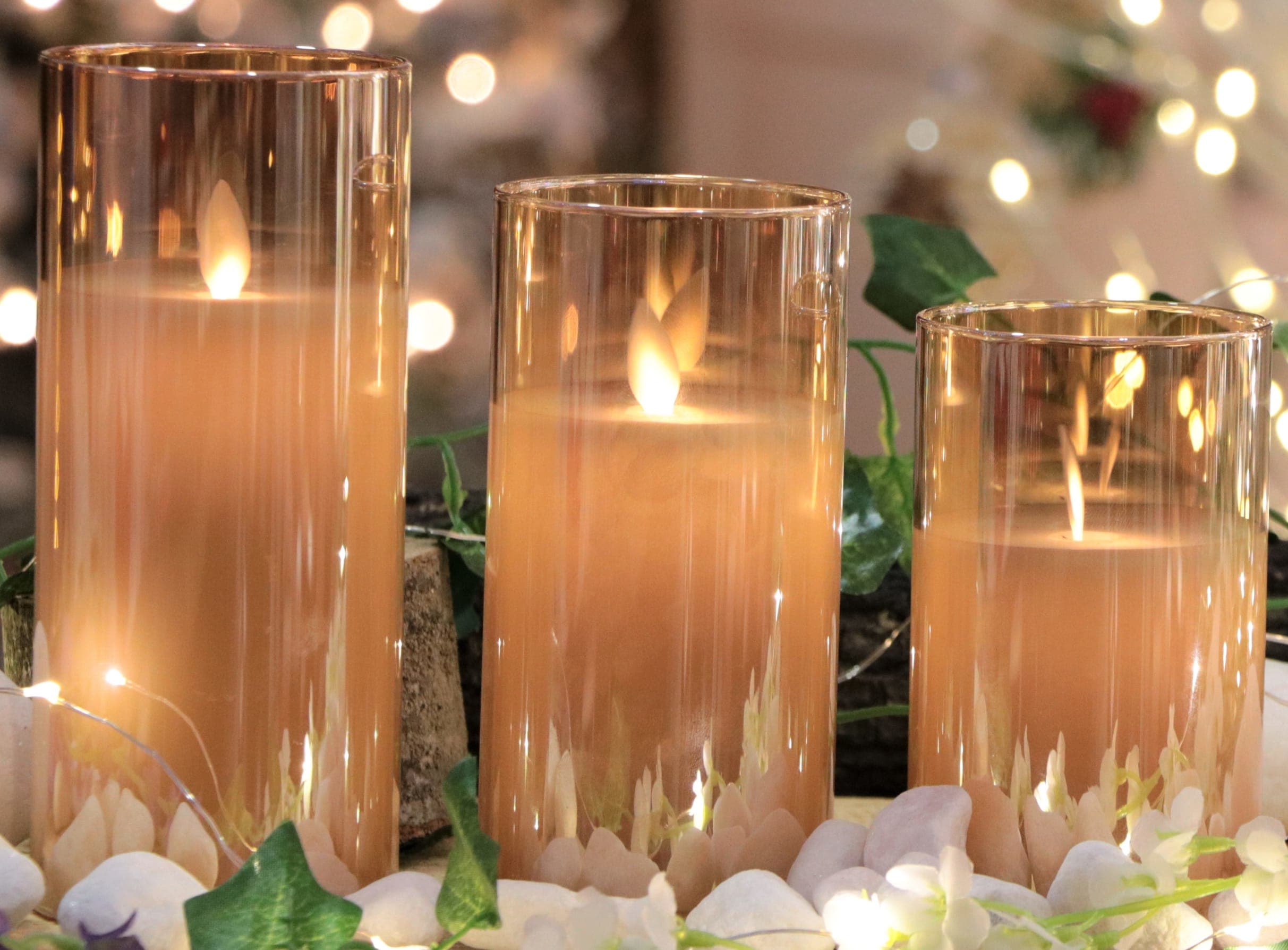 GIOCOPLAST NATALE SP - GCP62020022 SET 3 CANDELE LED IN CIL VETRO AMBRA CTE