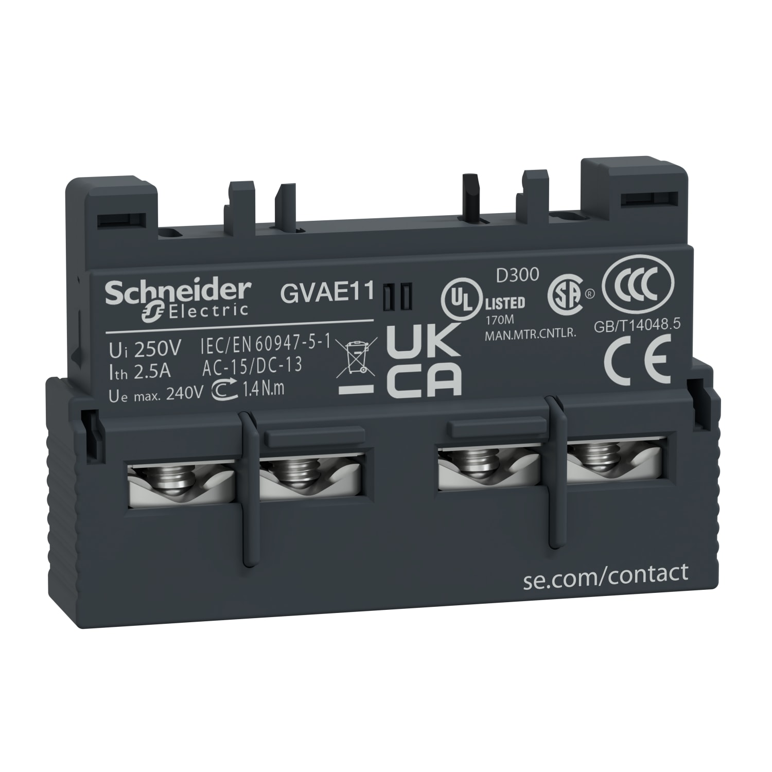 SCHNEIDER ELECTRIC - SNRGVAE11 CONT AUX ISTAN FRONTALE 1NO 1NC VITE