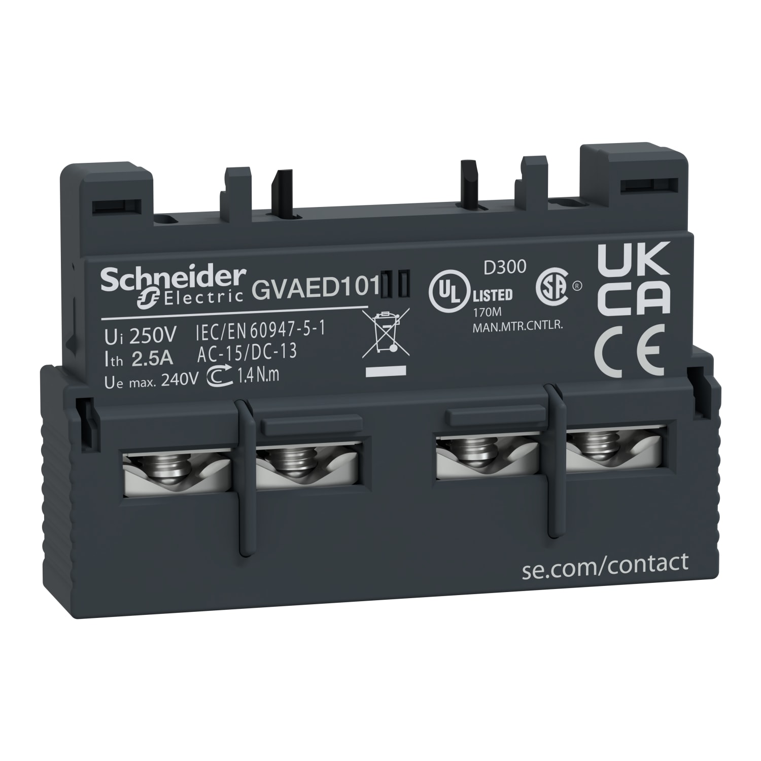 SCHNEIDER ELECTRIC - SNRGVAED101 CONT 1NO GUASTO 1NO AUX IST VITE FRONT
