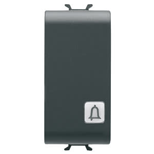 GEWISS - GEWGW12153 PULSANTE UNIPOLARE 250V ac - NA 16A ILLUMINABILE - CON LENTE NEUTRA SOSTITUIBILE - SIMBOLO CAMPANELLO - 1 MODULO - NERO SATINATO - CHORUSMART