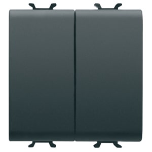 GEWISS - GEWGW12078F DOPPIO DEVIATORE 250V ac - MORSETTI CABLAGGIO RAPIDO - UNIPOLARE 16AX - TASTO NEUTRO - 2 MODULI - NERO SATINATO - CHORUSMART