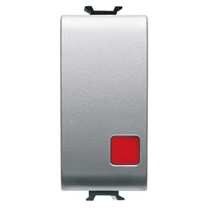GEWISS - GEWGW14138 PULSANTE UNIPOLARE 250V ac - NC+NA 16A - ARRESTO - LENTE ROSSA - 1 MODULO - TITANIO - CHORUSMART