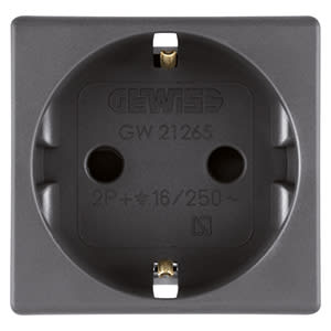GEWISS - GEWGW21265 PRESA STANDARD TEDESCO 250V ac - 2P+T 16A - 2MODULI - SYSTEM BLACK