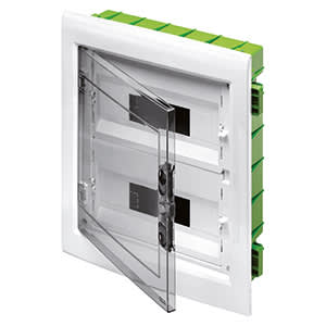 GEWISS - GEWGW40606PM CENTRALINO PROTETTO - GREEN WALL - PER PARETI MOBILI E CARTONGESSO - PORTA TRASPARENTE FUMÉ CON TELAIO ESTRAIBILE - 24 (12X2) MODULI IP40