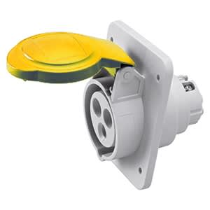 GEWISS - GEWGW62213H PRESA FISSA DA INCASSO A 10° HP - IP44/IP54 - 2P+T 32A 100-130V 50/60HZ - GIALLO - 4H - CABLAGGIO A VITE