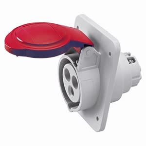 GEWISS - GEWGW62221FH PRESA FISSA DA INCASSO A 10° HP - IP44/IP54 - 3P+N+T 32A 380-415V 50/60HZ - ROSSO - 6H - CABLAGGIO RAPIDO