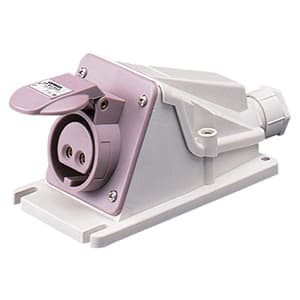 GEWISS - GEWGW62553 PRESA FISSA DA PARETE A 90° - IP44 - 2P 32A 20-25V e 40-50V 401-500HZ - VERDE - 11H - CABLAGGIO A VITE