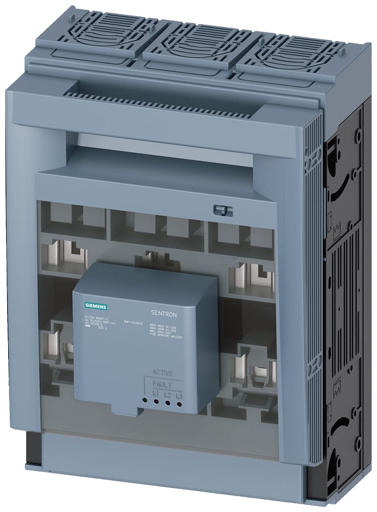 SIEMENS - SIE3NP11531DA22 SENTRON, Sezionatore sottocarico a fusibili 3NP1, a 3 poli, NH2, 400 A