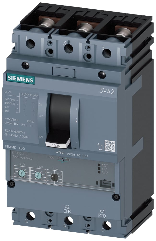 SIEMENS - SIE3VA20635HL320AA0 INT.AUT.3VA 63A 3P 55KA ETU3 LI L/T