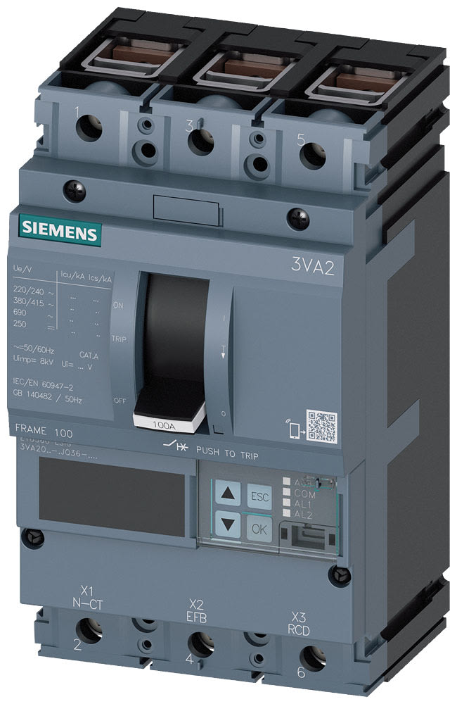 SIEMENS - SIE3VA20255JQ360AA0 INT.AUT.3VA 25A 3P 55KA ETU5 LSIG B/T