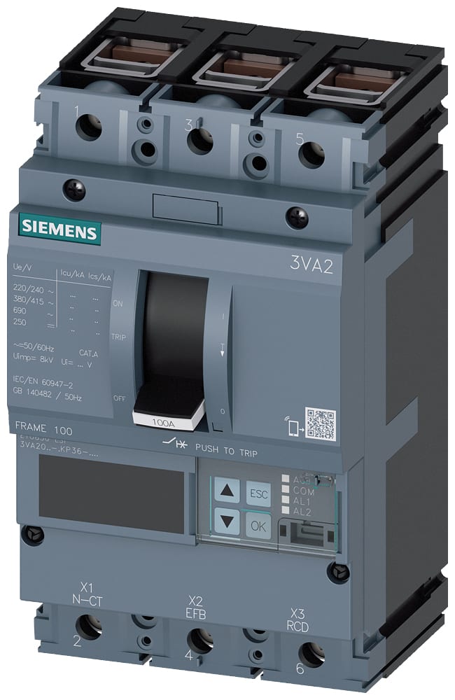 SIEMENS - SIE3VA20635KP360AA0 INT.AUT.3VA 63A 3P 55KA ETU8 LSI B/T