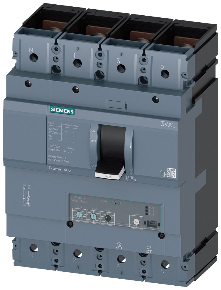 SIEMENS - SIE3VA23406HL420AA0 INT.AUT.3VA 400A 4P 85KA ETU3 LI L/T