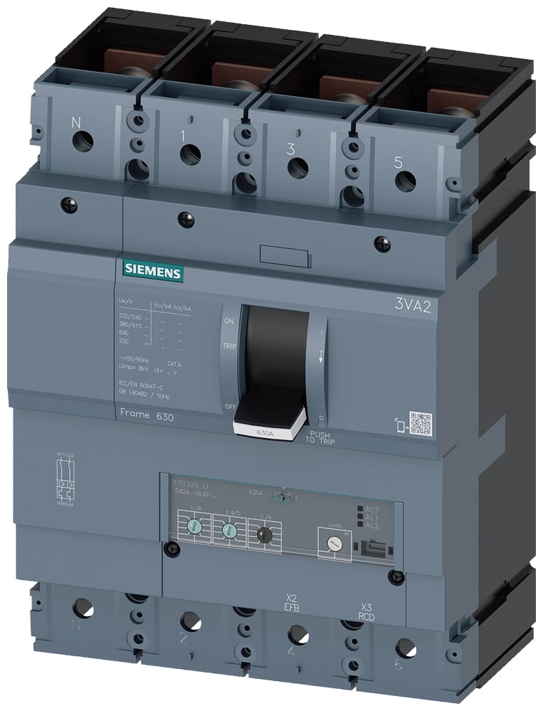 SIEMENS - SIE3VA24635HL420AA0 INT.AUT.3VA 630A 4P 55KA ETU3 LI L/T