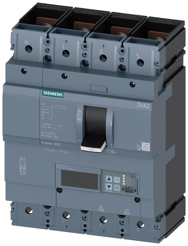 SIEMENS - SIE3VA24405KP420AA0 INT.AUT.3VA 400A 4P 55KA ETU8 LSI L/T