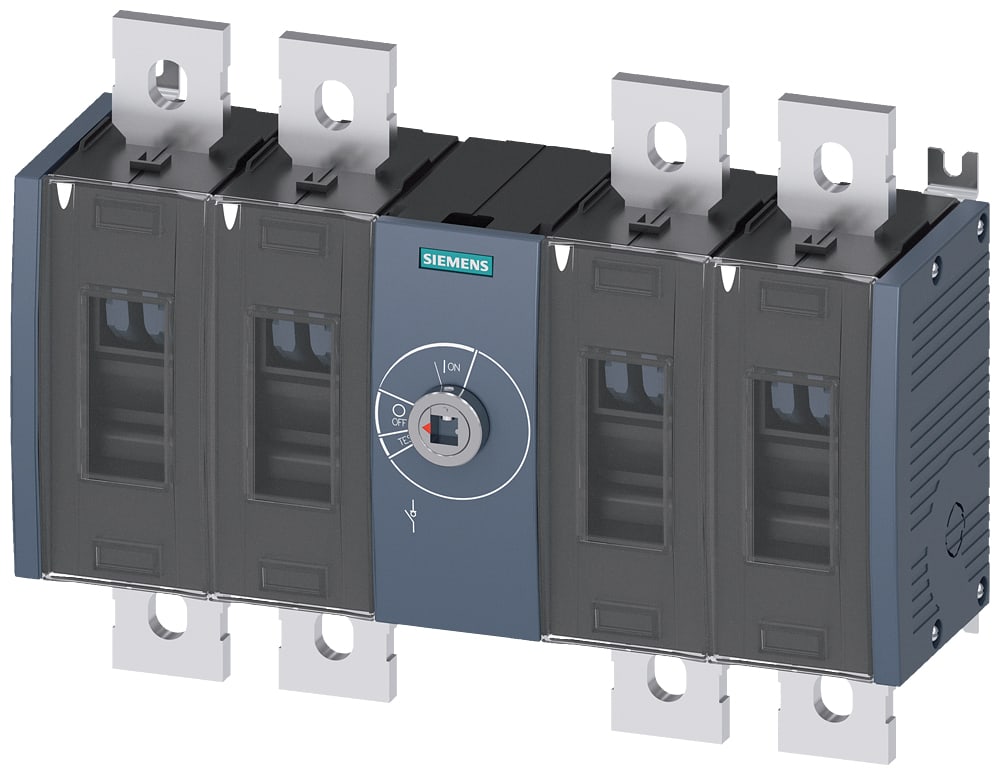 SIEMENS - SIE3KD44400QE200 Sezionatore sottocarico 500 A, grand. costr. 4, a 4 poli, comando frontale centrale, apparecchio di base