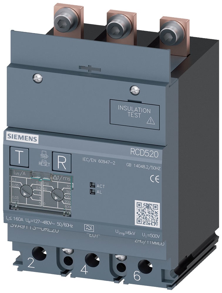 SIEMENS - SIE3VA91130RL20 Dispositivo differenziale RCD520 Basic RCD tipo A montato in basso
