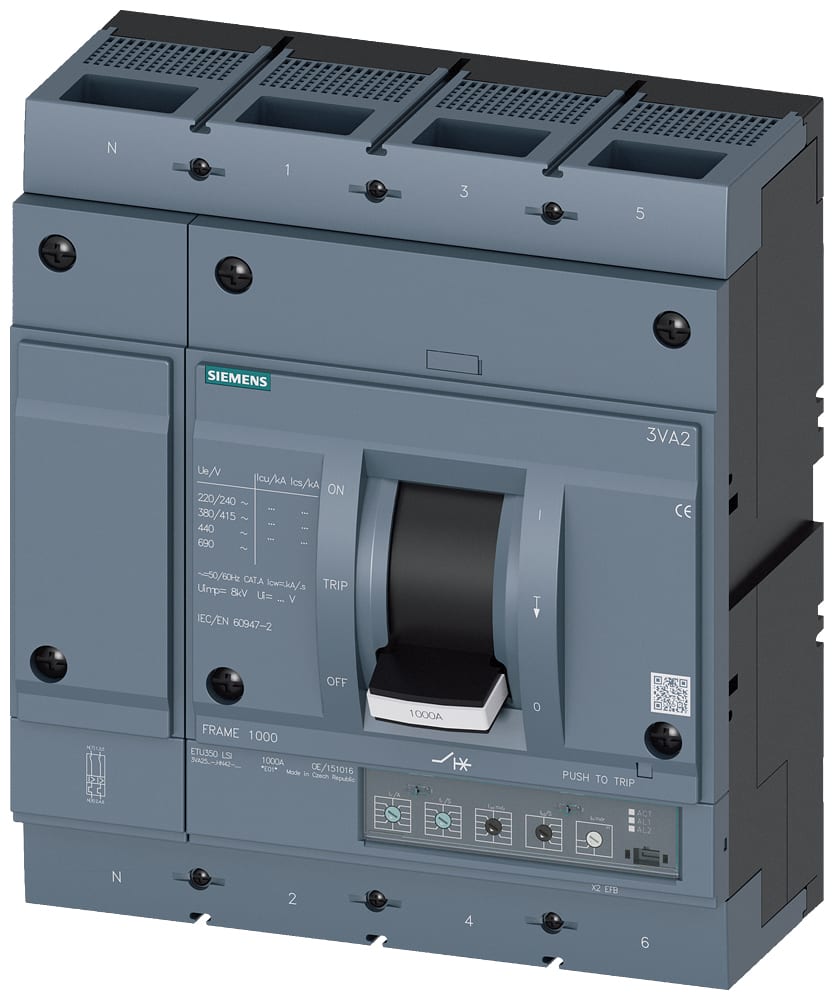 SIEMENS - SIE3VA25805HN420AA0 INT.AUT.3VA 800A 4P 55KA ETU3 LSI L/T