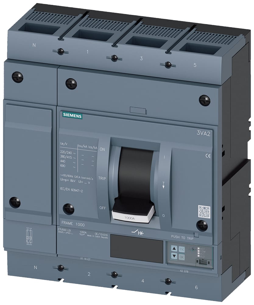 SIEMENS - SIE3VA25107JP420AA0 INT.AUT.3VA 1000A 4P 110KA ETU5 LSI L/T