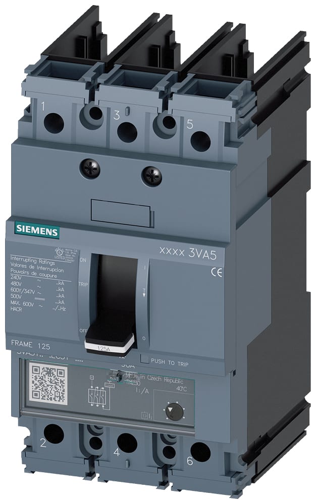SIEMENS - SIE3VA51804EC311AA0 MCCB UL FS125 80A 3P 25KA TM FTAM