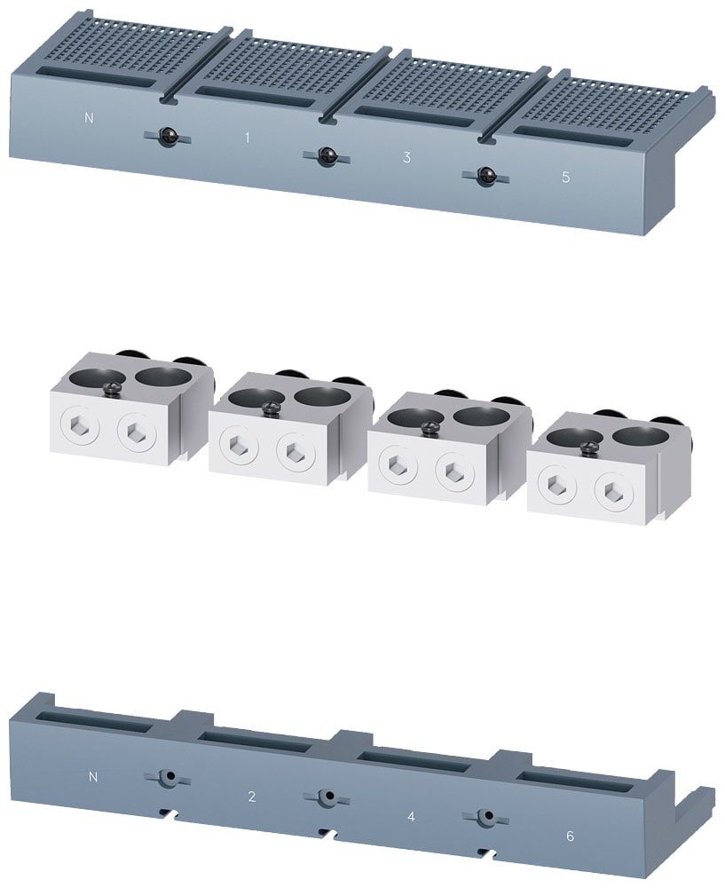 SIEMENS - SIE3VA95040JG23 Morsetto di collegamento per conduttore tondo 2 cavi con presa di tensione per conduttore ausiliario 4 pezzi, accessorio