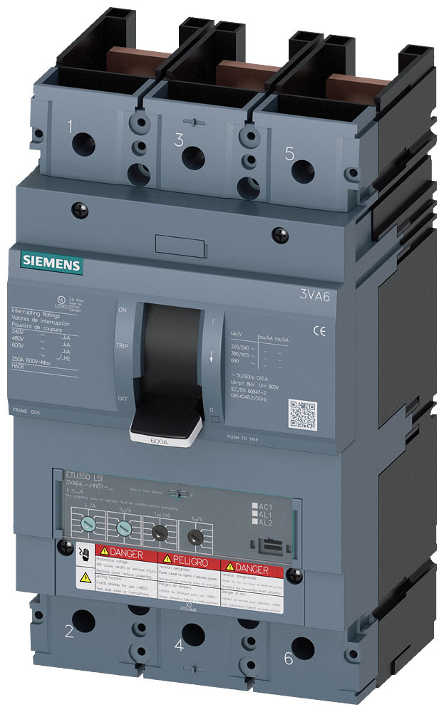 SIEMENS - SIE3VA64608HN310AA0 MCCB UL BG600 600A 3P 150KA ETU3 LSI