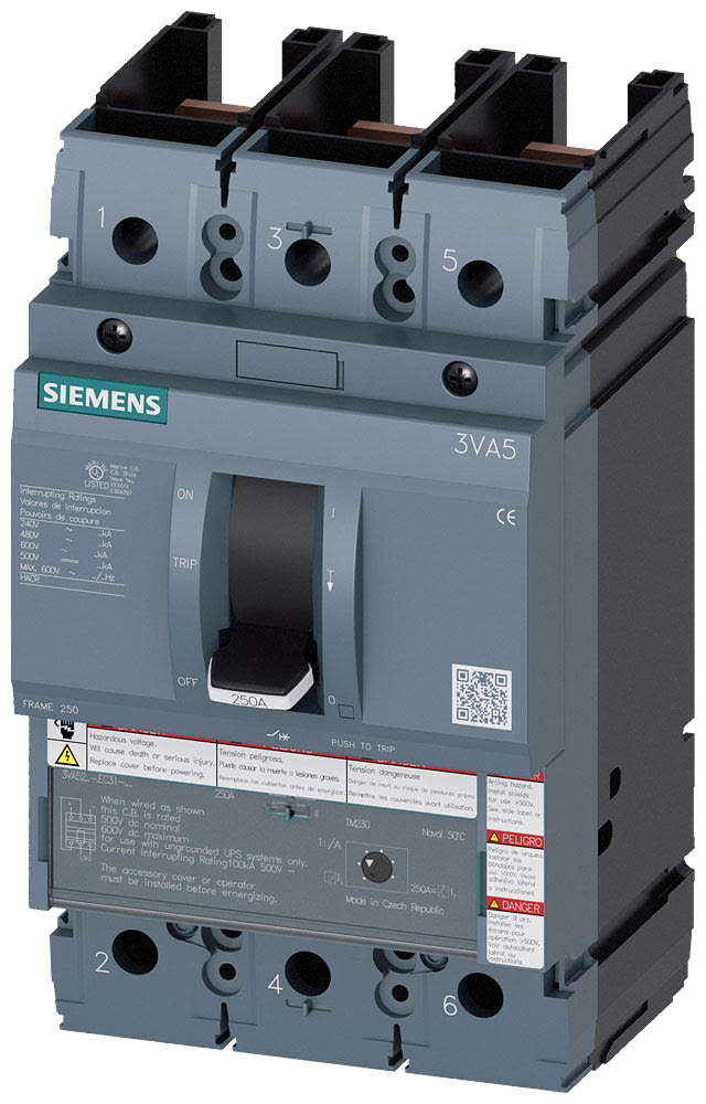 SIEMENS - SIE3VA52105EC311AA0 MCCB UL FS250 100A 3P 35KA TM FTAM