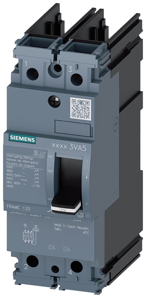 SIEMENS - SIE3VA51124ED210AA0 MCCB UL FS125 125A 2P 25KA TM FTFM