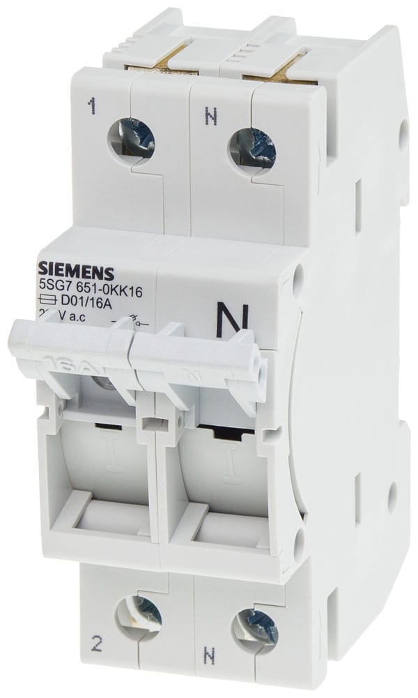 SIEMENS - SIE5SG76510KK16 MINIZED, sezionatore sottocarico a fusibili, D01, a 2 poli, 1P+N, In: 16 A, Un AC: 230 V