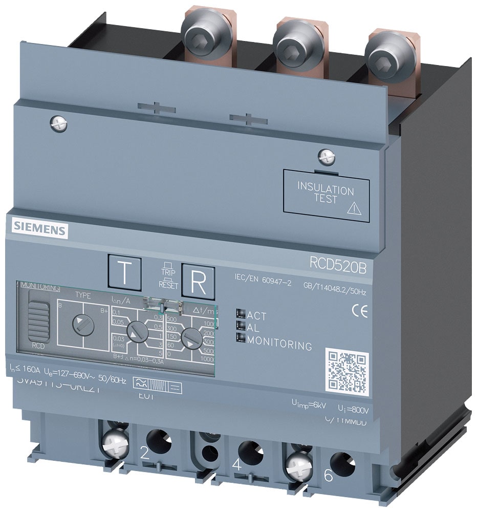 SIEMENS - SIE3VA91130RL21 Dispositivo differenziale RCD520B Basic RCD tipo B o B+ montato in basso