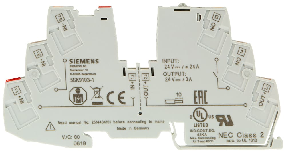 SIEMENS - SIE5SK91081 MORSETTO INT CBE 1P+CA 8A