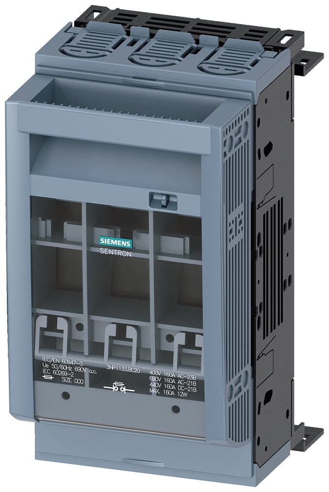 SIEMENS - SIE3NP11331BC20 SENTRON, Sezionatore sottocarico a fusibili 3NP1, a 3 poli, NH00, 160 A