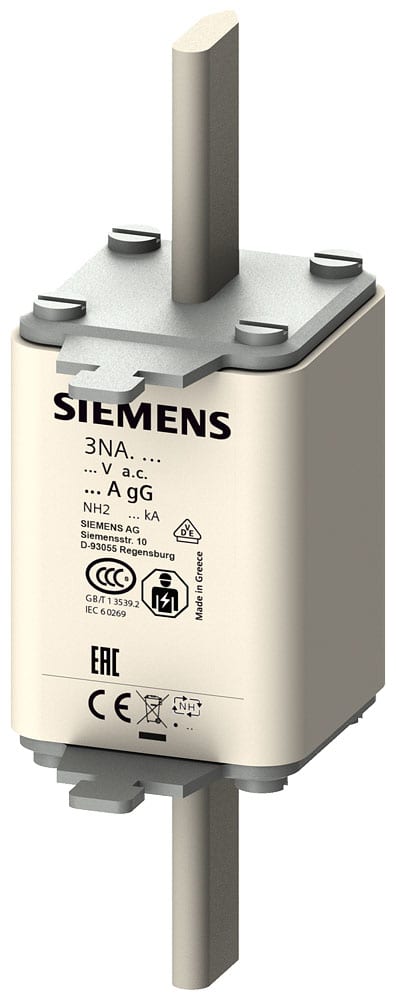 SIEMENS - SIE3NA3222 Cartuccia fusibile NH, NH2, In: 63 A, gG, Un AC: 500 V, Un DC: 440 V