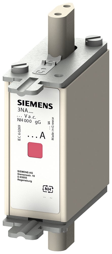 SIEMENS - SIE3NA7810 Cartuccia fusibile NH, NH000, In: 25 A, gG, Un AC: 500 V, Un DC: 250 V