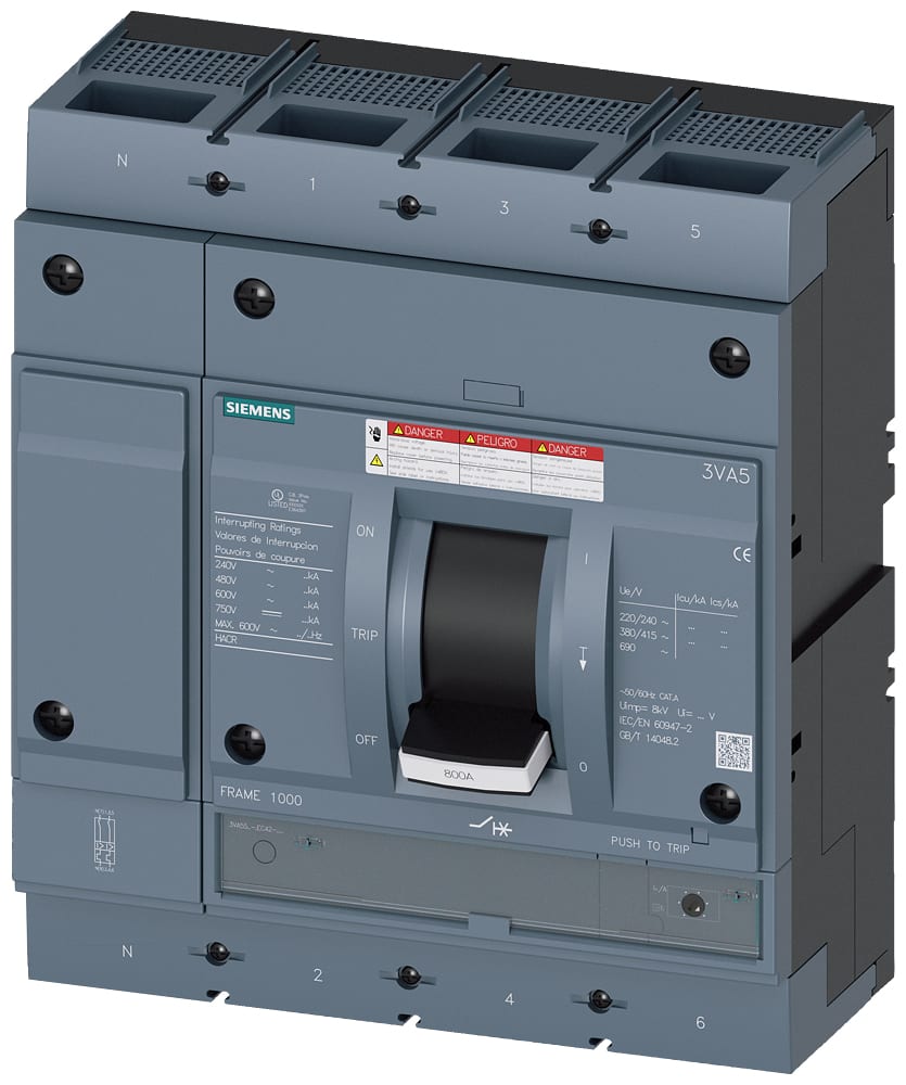 SIEMENS - SIE3VA55806EC420AA0 MCCB UL FS800 800A 4P 65KA TM FTAM
