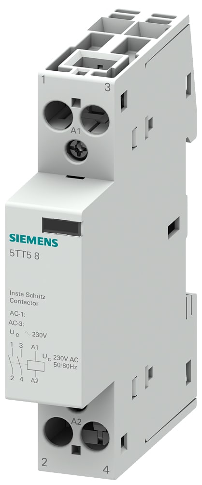 SIEMENS - SIE5TT58600 Contattore INSTA con 2 contatti NO, contatto per AC 230 V, 400 V 32 A, comando in AC 230 V